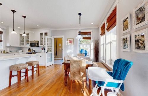 Logsden House | Charming, two-story home with a private hot tub, large patio, & washer/dryer