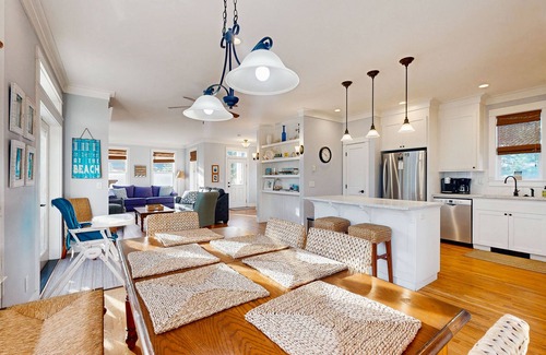 Logsden House | Charming, two-story home with a private hot tub, large patio, & washer/dryer