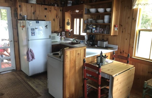 Bridgton Cabin | Charming Waterfront Cabin with Mountain View and Private Beach Access!