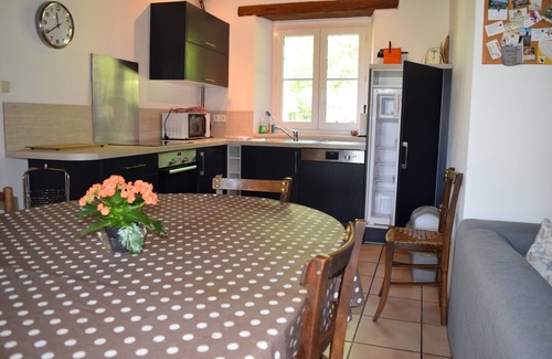 Saint-Nicolas-de-Pierrepont House | Chèvrefeuille - open plan 3 bedroom Stone Cottage on a farm, 8 minutes to beach