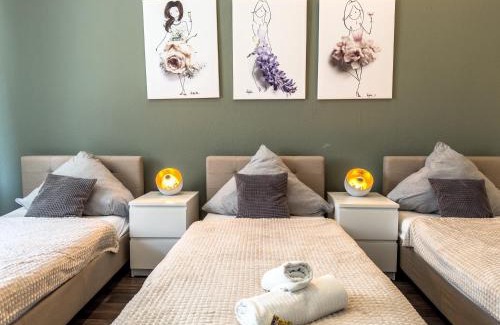 Sudstadt-Bult Apartment | Citynah, Balkon, große Küche und Garten