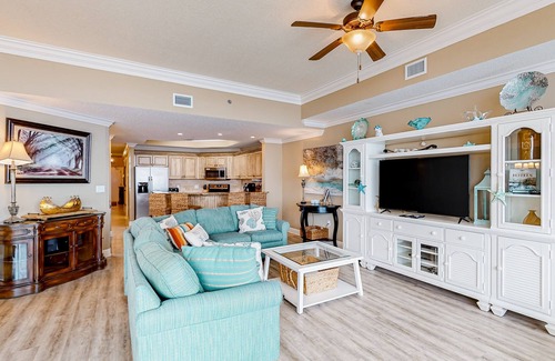 Orange Beach Condo | Coastal getaway with beach access, pool, hot tub, lazy river, & balcony