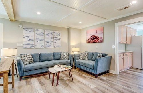 Folly Beach House | Colorful home steps to beach with patio, grill, WiFi, central AC, & W/D