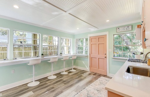 Folly Beach House | Colorful home steps to beach with patio, grill, WiFi, central AC, & W/D