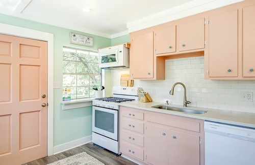 Folly Beach House | Colorful home steps to beach with patio, grill, WiFi, central AC, & W/D