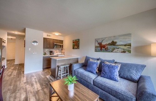 New Braunfels Condo | Comal Riverfront with Pool & Hot tub! Walk to downtown Tube rental next door!