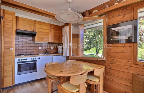 Grimentz Apartment | Comfortable flat for 2 people, living room, kitchen area, 1 2-bedroom, bath, separated WC, terrace,