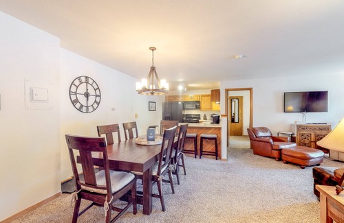 Wildernest Condo | Comfortable mountain condo with wood-burning fireplace & patio, near skiing