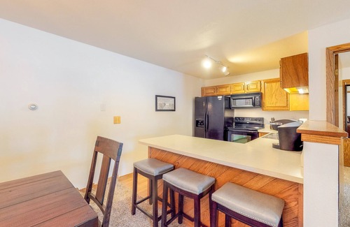 Wildernest Condo | Comfortable mountain condo with wood-burning fireplace & patio, near skiing