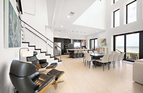 Miramar House | Contemporary beachfront, pet friendly, hot tub, elevator, private boardwalk