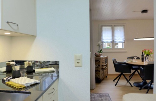 Leissigen Apartment | Cosy apartment for 2 guests with WIFI, TV, patio, panoramic view and parking
