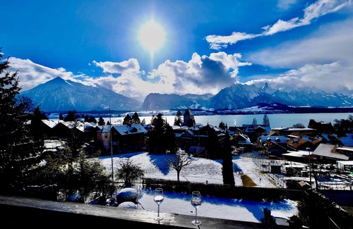 Oberhofen am Thunersee Apartment | Cozy 2BR Lake View Apt. in Swiss Chalet & Parking.