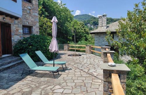 Zagora-Mouresi Villa | Cozy Blue Stone House with a Great Sea View.
