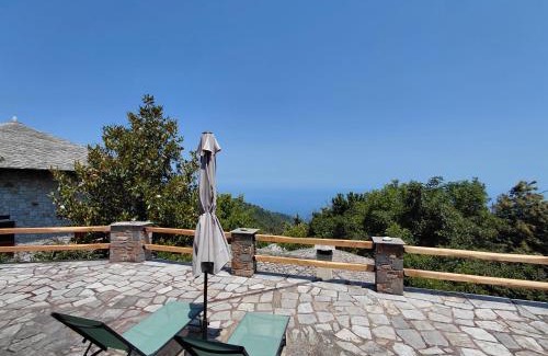 Zagora-Mouresi Villa | Cozy Blue Stone House with a Great Sea View.