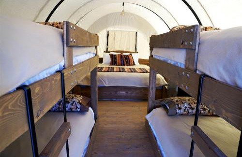 South Oklahoma City House | Cozy Conestoga Covered Wagon for 6 on Oklahoma Farm, for Memorable Glamping Vacations