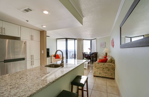 Panama City Beach Condo | Cozy luxury ON the beach - steps to the sand, sunsets from balcony; w/BEACH SVC