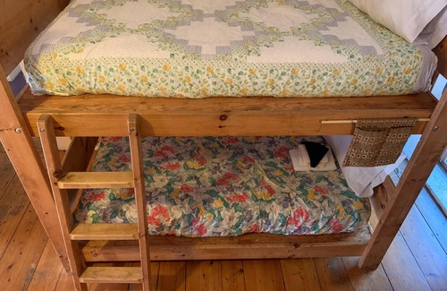 Rowe Bed & Breakfast | Cozy Retreat in Historic Farmhouse, Charming Bunk Bed Room,- Owl Dorm