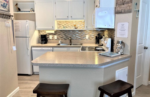 Corpus Christi Condo | Cute 1st Floor 1/1 on Salt water Pond W/pier, Steps To Beach, Pool,Spa,Gym,Sauna