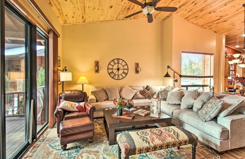 Torreon House | Deck and Fire Pit Show Low Villa in the Pines