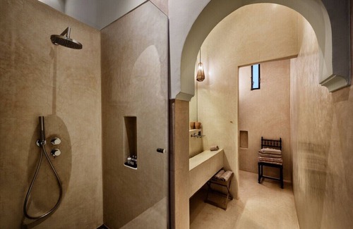 Bab Doukkala Villa | Deluxe Room Key Hook – Interior Courtyard View