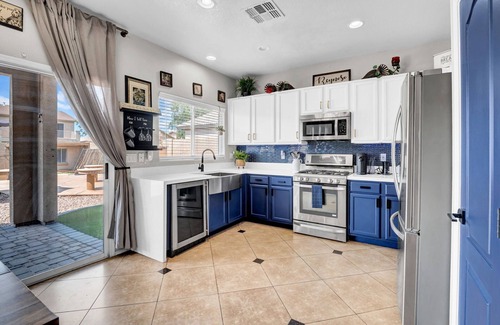 Coldwater Springs House | Desert Pool Retreat Oasis/Game Room & Fireplace