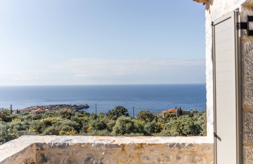 Lefktron Villa | Dione Villa 2: private pool - amazing sea view - traditional minimal stone villa