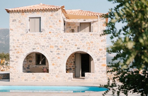Lefktron Villa | Dioni Villa1 With Private Pool - Amazing sea View - Traditional Stone Villa
