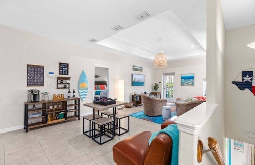 South Padre Island House | Directly Across from Beach! Dog-Friendly Home with Private Pool!