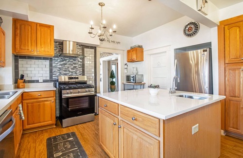 Stanley House | Discount avail! Hot tub, firepit, grill & game room—patio fun!
