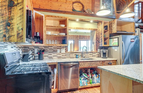 Mercer Cabin | Dock, Fire Pit: Historic Lakefront Cabin in Mercer