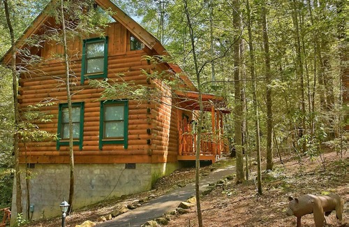 Gatlinburg - Pigeon Forge Cabin | Dog-Friendly! Creekside in Brother's Cove! Fire-pit! Community Pool Access!