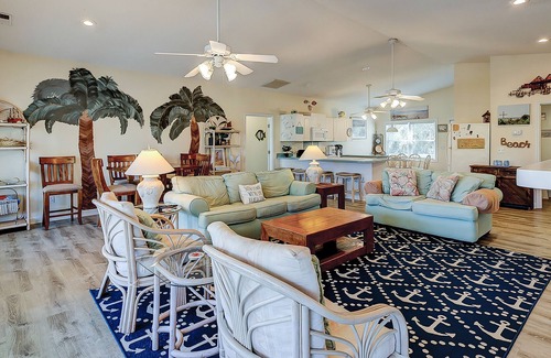 Edisto Island House | Dog-friendly home across from beach with pool, rocking chair porch, Ping-Pong