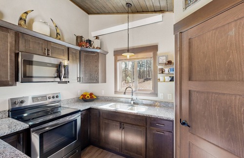 Sturgis Cabin | Dog-friendly mountain view cabin with a washer/dryer, BBQ, & full kitchen