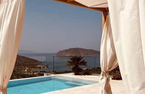 Pefki Villa | Double villas w/heated infinity pool, jacuzzi & stunning views over Tholos bay.