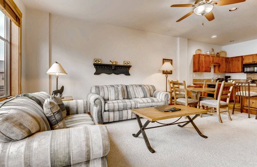 Peak 9 Condo | Downtown, 3rd-floor condo next to Peak 9 base with hot tubs, pool & fireplace