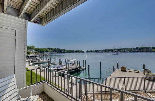 Charlevoix Condo | Edgewater 111 | Waterfront Balcony & Downtown Views | Pool, Hot Tub, Sauna