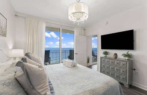 West Panama City Beach Condo | Elegant 2BR 2BA Oceanfront Condo w/Terrace, Sea View & Endless Amenities