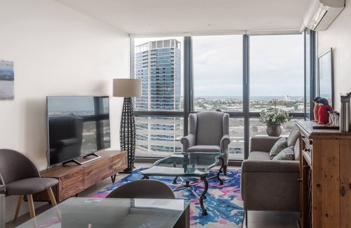 Docklands Apartment | Elevated Waterfront Stay with Indoor Pool and Views