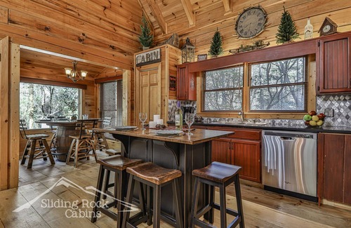 Ellijay Cabin | Ellijay River flat land, rustic, hot tub, pet friendly-fenced yard.