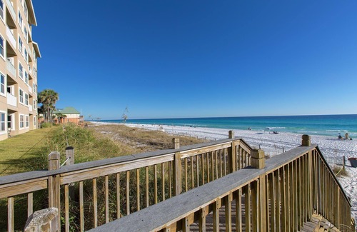 Crystal Beach Condo | Emerald Dunes 205 - Gulf Front, Corner Unit, Heated Community Pool, Hot Tub!