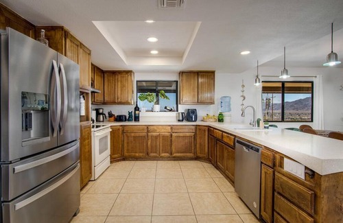 Twentynine Palms House | Emerald Haven! Alien Game Room - Pool - Spa - 15 Min to Joshua Tree Park!