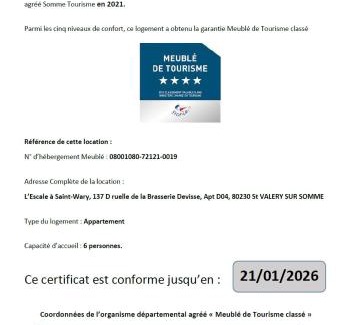 Saint-Valery-sur-Somme Apartment | Escale à Saint Wary classé 4 Étoiles