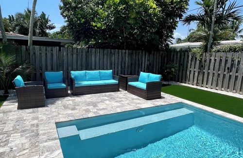 Coral Heights House | Escape in Backyard Oasis! Saltwater heated pool, 2 miles to the beach!