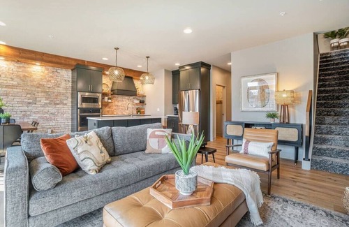 Holland Condo | Evelyn 201: Modern 2-Story Condo with Private Terraces in Downtown Holland