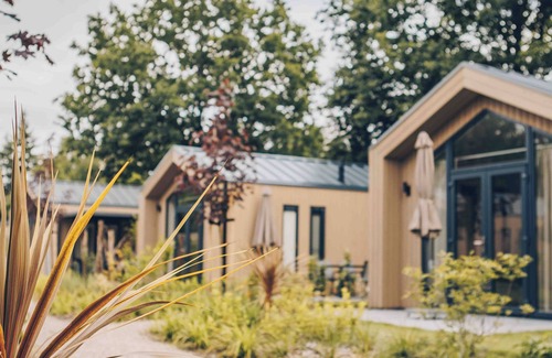 Lieren House | Experience luxury and nature in the Tiny Lodge in the Veluwe! Single-story with 2 bedrooms, a fully equipped kitchen, air conditioning, and a private hot tub in the garden.