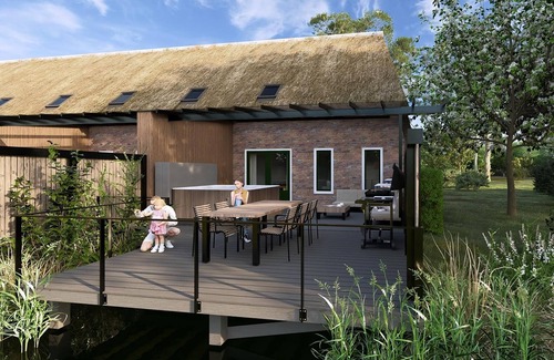 Nooitgedacht House | Extra luxury 6-person Wellness Waterfront farmhouse in the holiday park Hof van Saksen