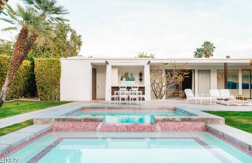 Palm Springs House | Fall Availability! Historic Villa with Famous Pink Door and Mountain Views!