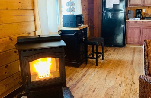 Elkins Cabin | Fall Foliage Riverfront Cabin w/Hot Tub, King Bed, EV & Firepit & Mountain Views