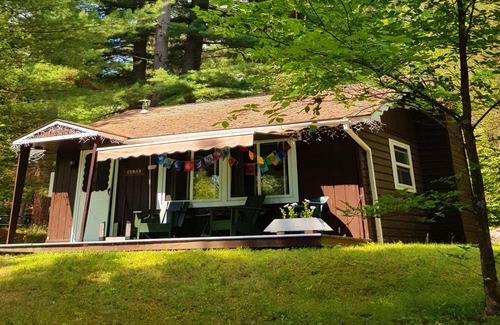 Wilmington Ski Chalet | Family Chalet with Fireplace under Pine trees