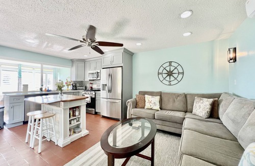 Cabes Point Condo | Fantastic! 3 BR! STEPS to the sand on Sapphire Beach Waterfront ocean view patio
